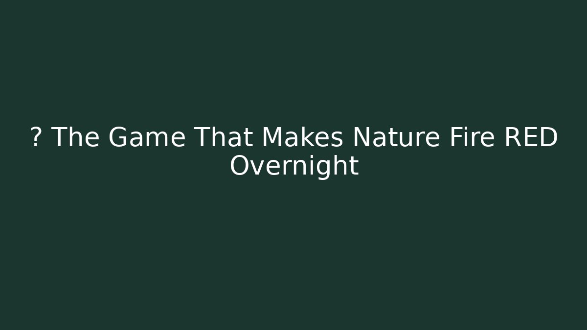 🚨 The Game That Makes Nature Fire RED Overnight - Create More Assets