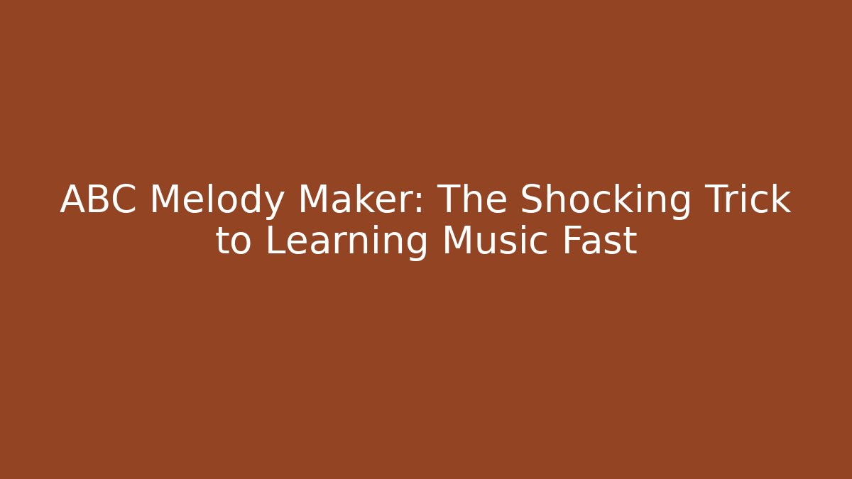 ABC Melody Maker: The Shocking Trick to Learning Music Fast - Create More Assets