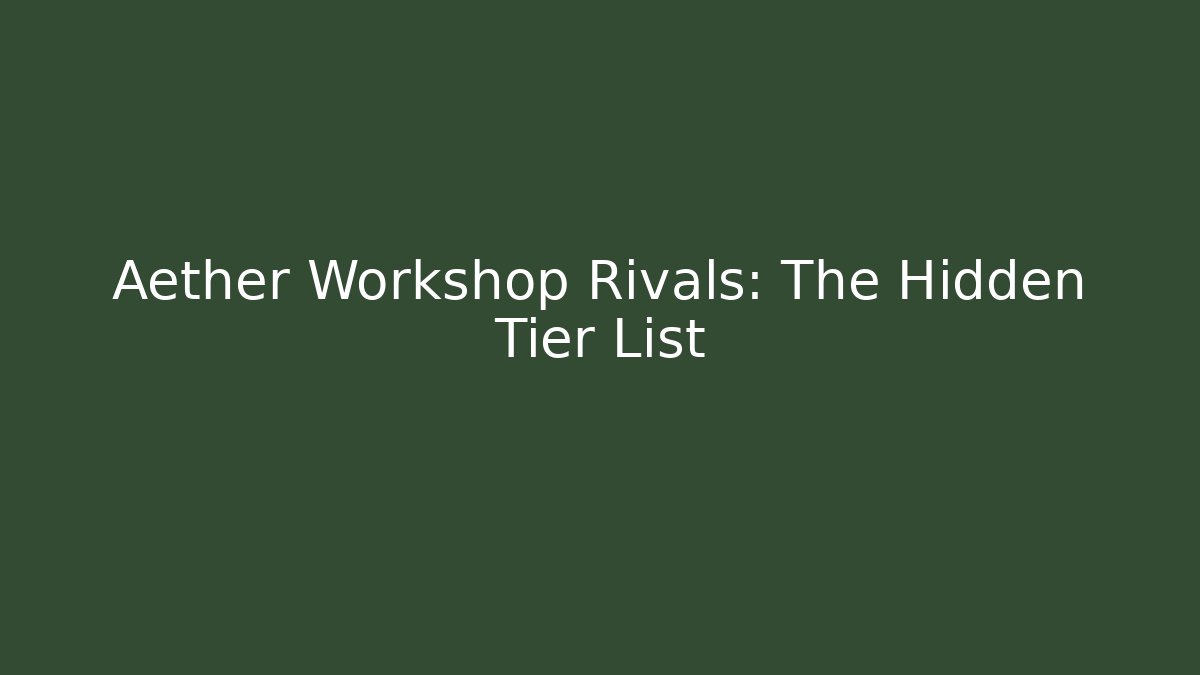 Aether Workshop Rivals: The Hidden Tier List