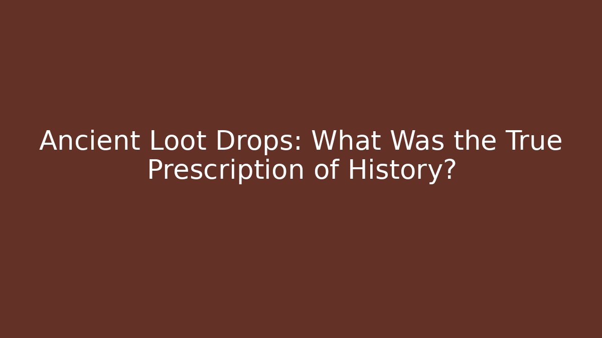 Ancient Loot Drops: What Was the True Prescription of History?