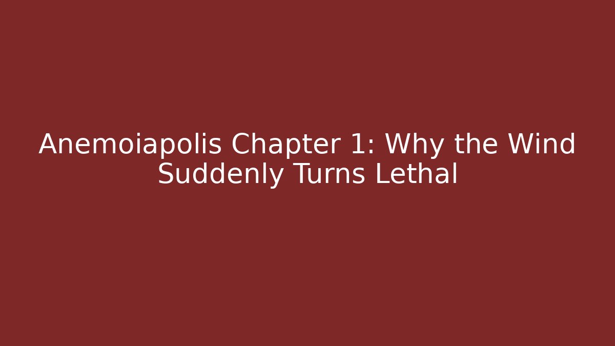 Anemoiapolis Chapter 1: Why the Wind Suddenly Turns Lethal