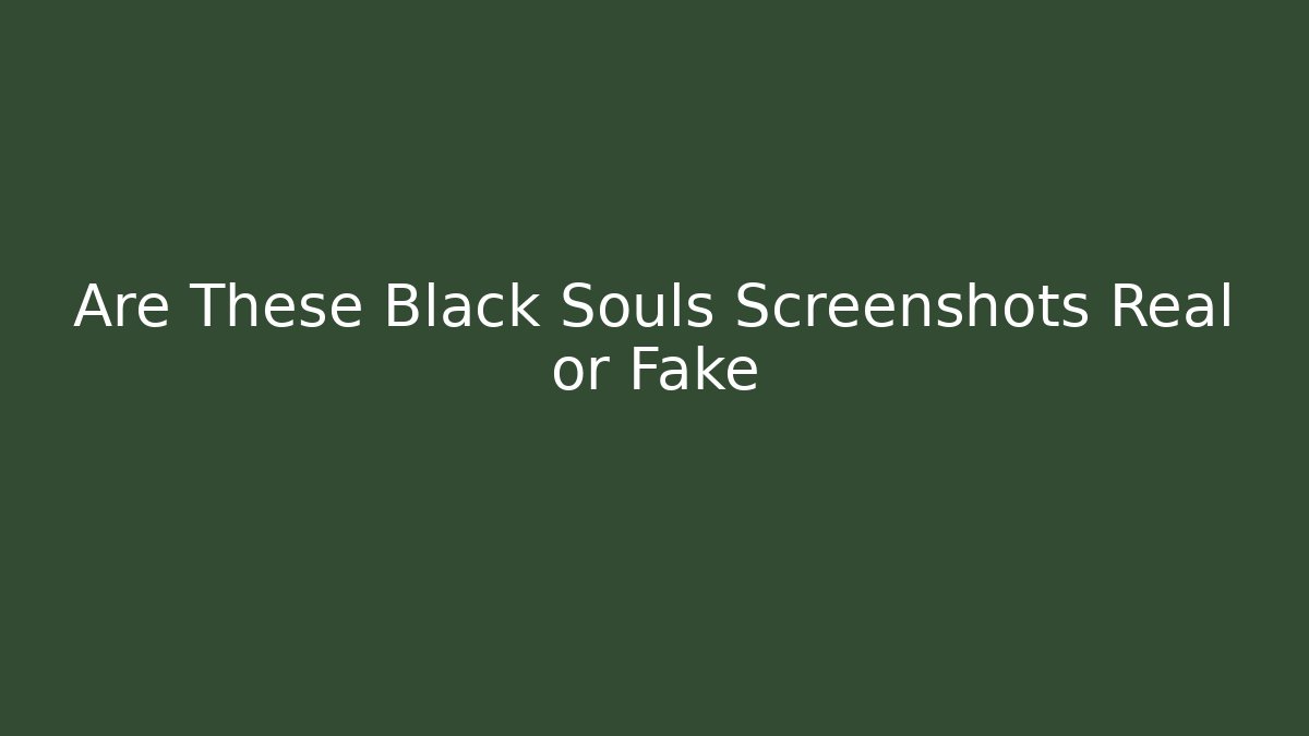 Are These Black Souls Screenshots Real or Fake