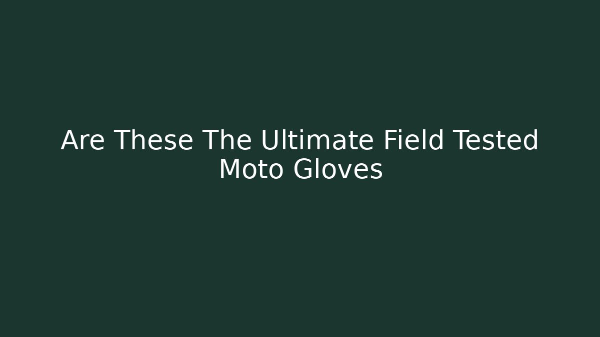 Are These The Ultimate Field Tested Moto Gloves - Create More Assets
