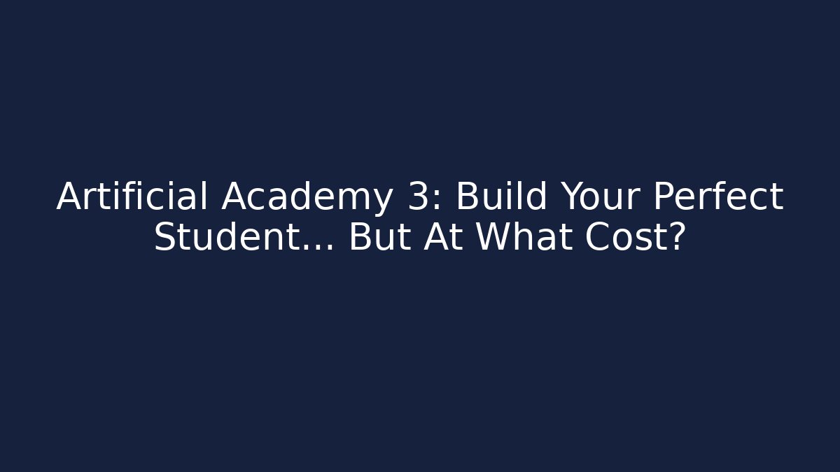 Artificial Academy 3: Build Your Perfect Student… But At What Cost?
