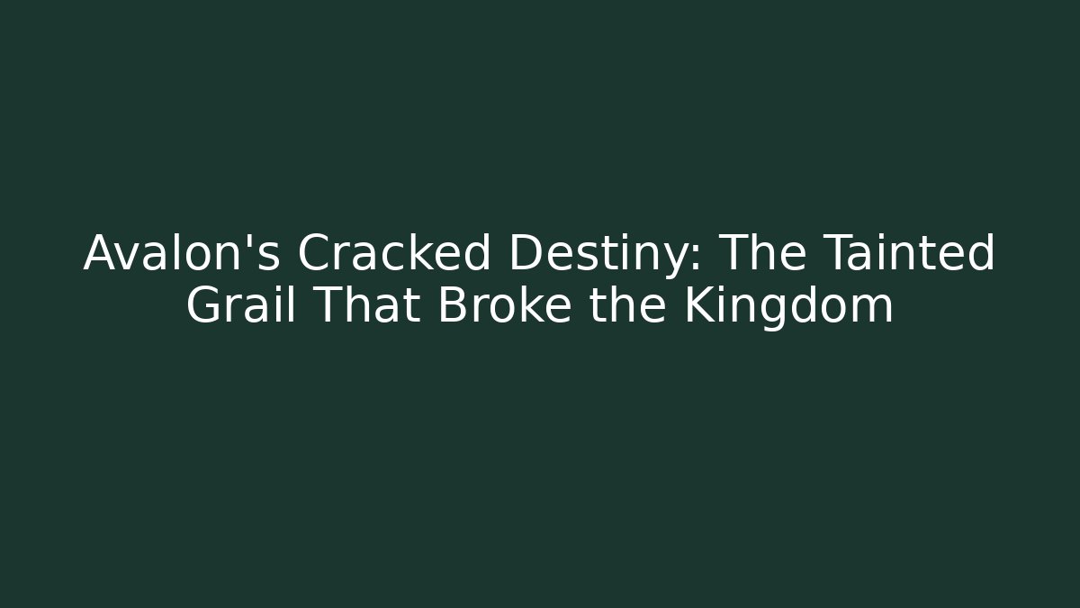 Avalon's Cracked Destiny: The Tainted Grail That Broke the Kingdom