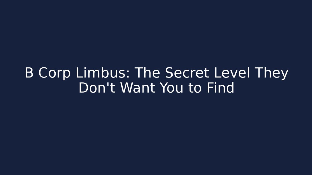 B Corp Limbus: The Secret Level They Don’t Want You to Find