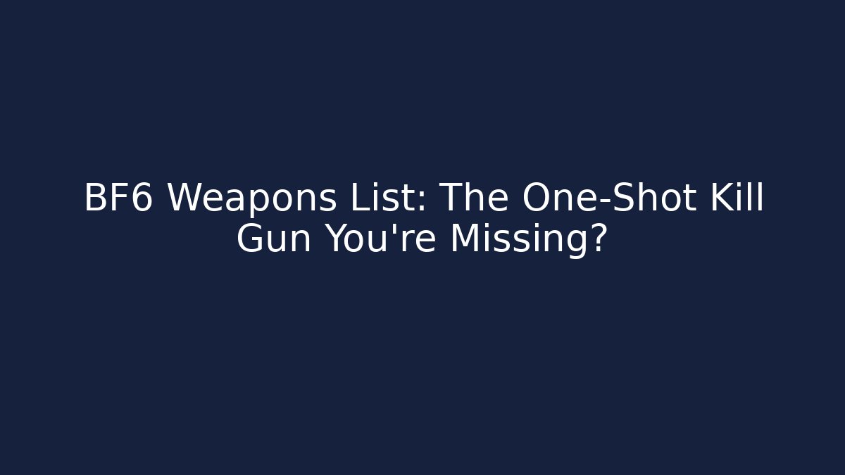 BF6 Weapons List: The One-Shot Kill Gun You’re Missing? - Create More Assets