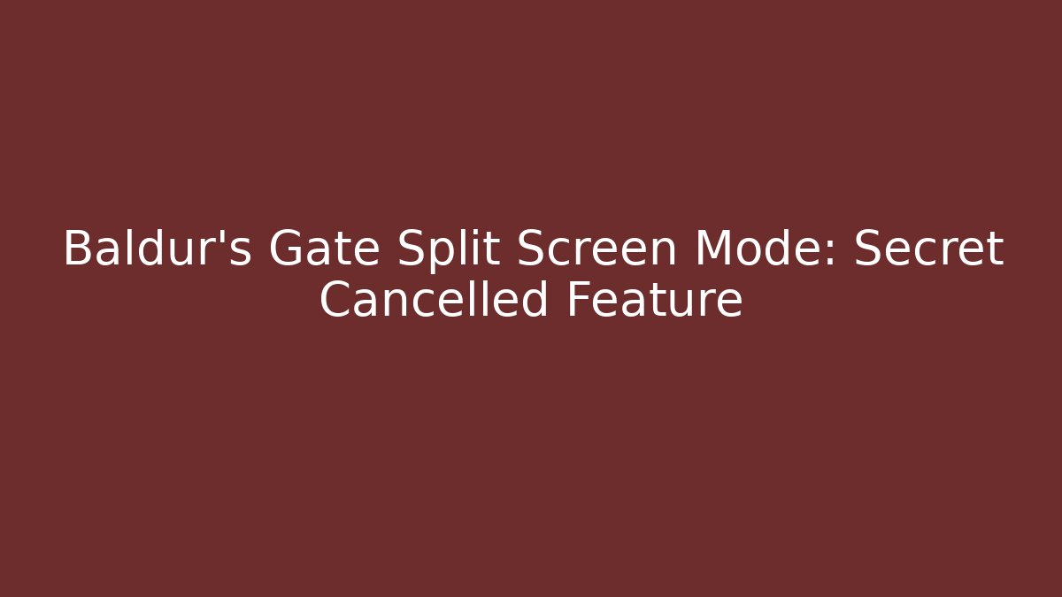 Baldur's Gate Split Screen Mode: Secret Cancelled Feature