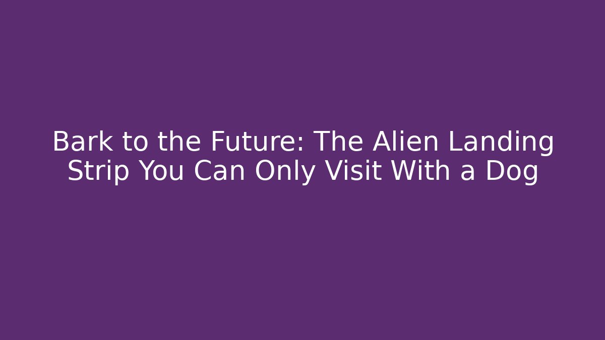 Bark to the Future: The Alien Landing Strip You Can Only Visit With a Dog
