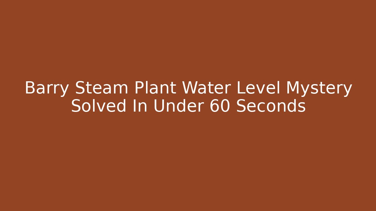 Barry Steam Plant Water Level Mystery Solved In Under 60 Seconds