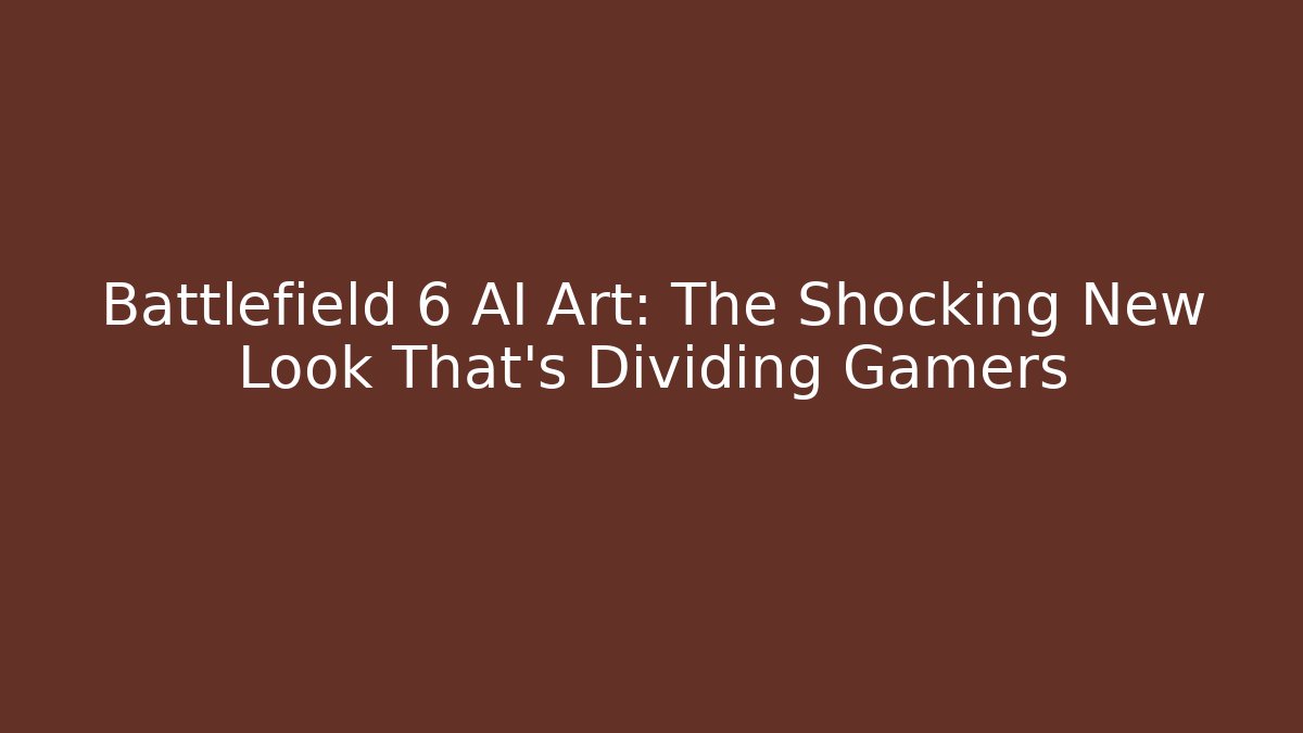 Battlefield 6 AI Art: The Shocking New Look That’s Dividing Gamers