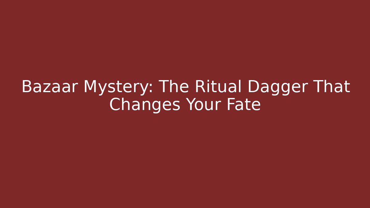 Bazaar Mystery: The Ritual Dagger That Changes Your Fate