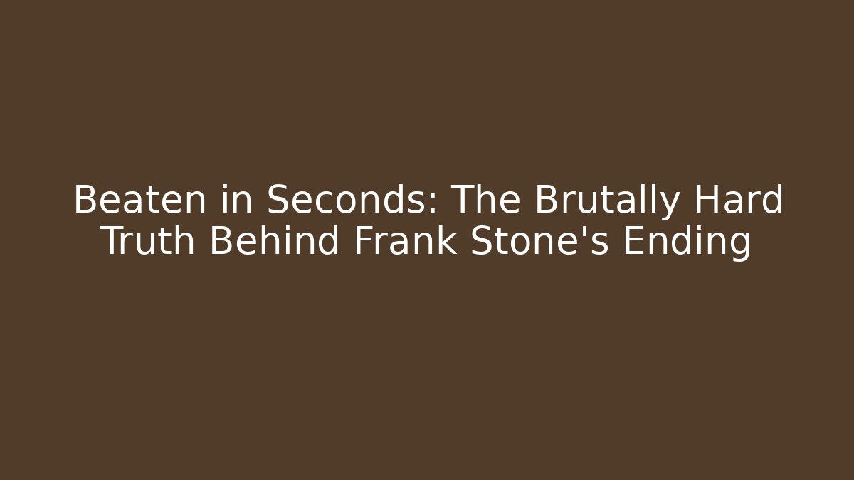 Beaten in Seconds: The Brutally Hard Truth Behind Frank Stone's Ending