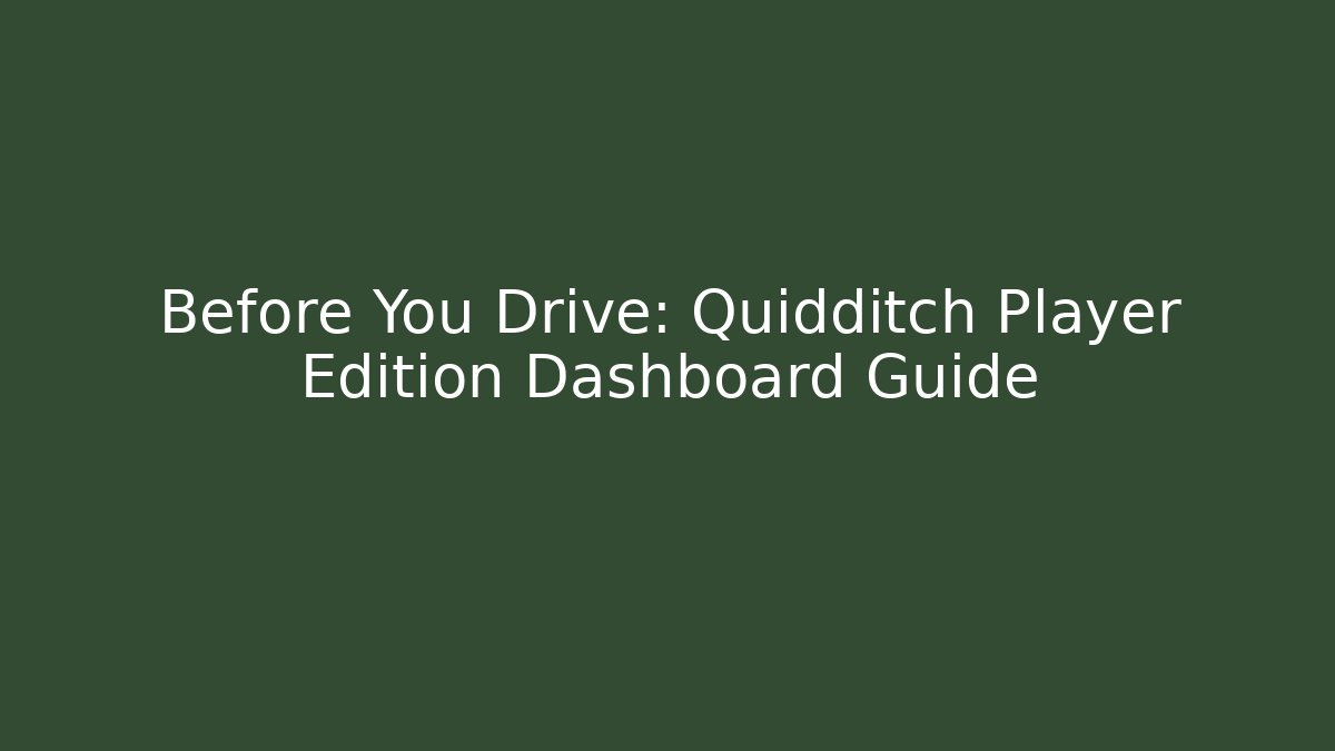Before You Drive: Quidditch Player Edition Dashboard Guide - Create More Assets