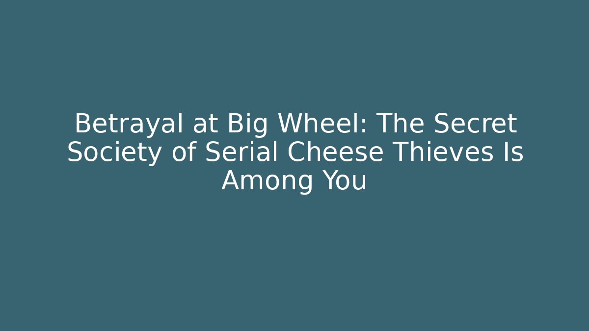 Betrayal at Big Wheel: The Secret Society of Serial Cheese Thieves Is Among You