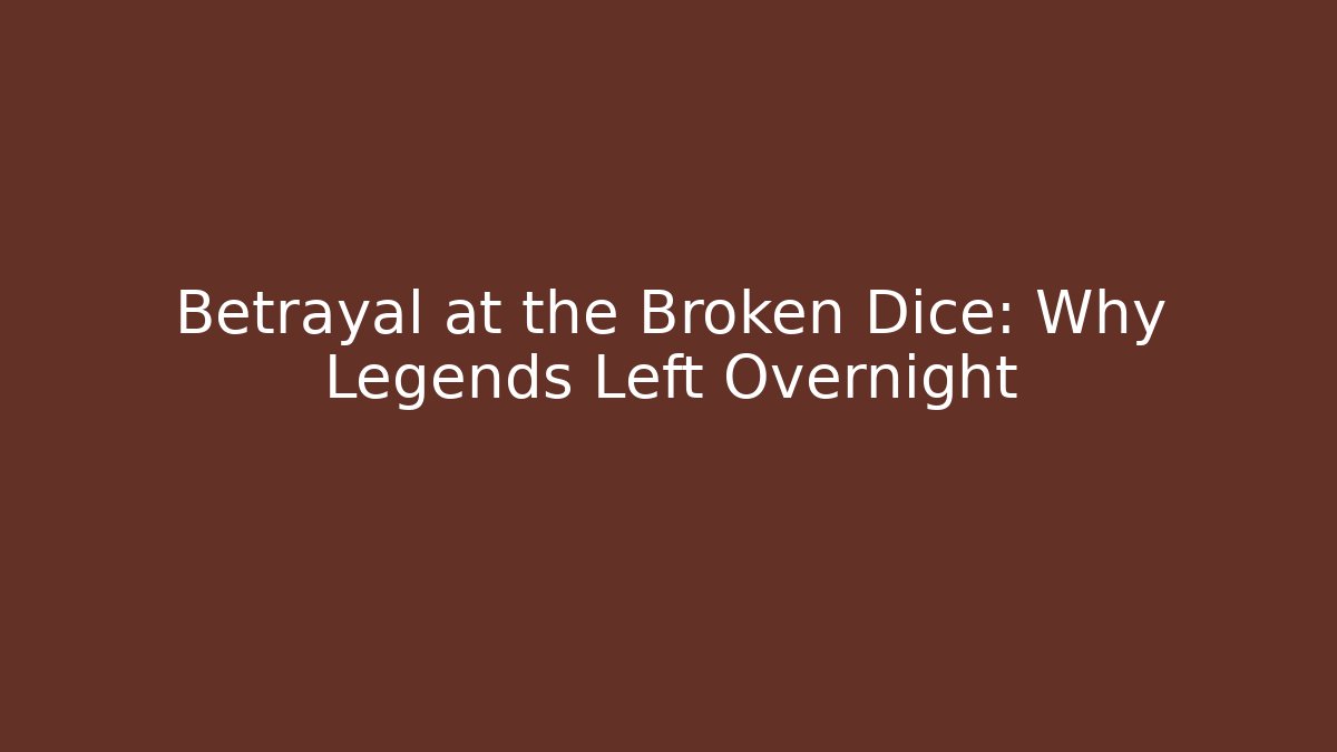 Betrayal at the Broken Dice: Why Legends Left Overnight - Create More Assets