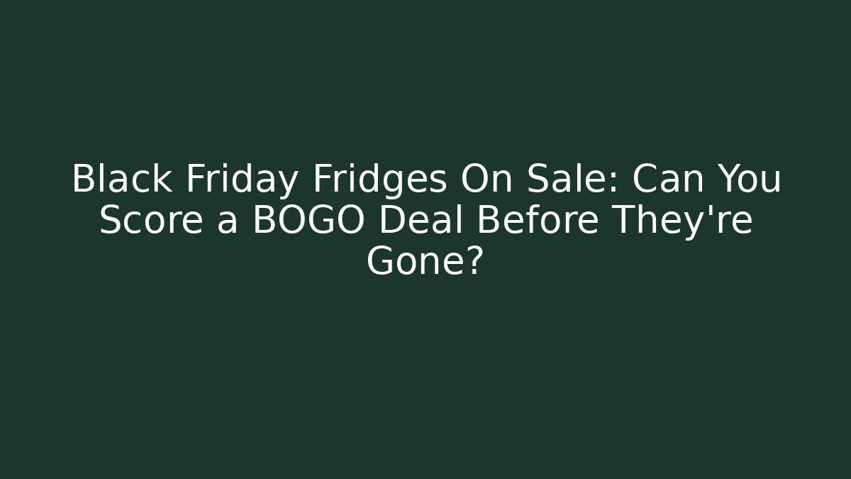 Black Friday Fridges On Sale: Can You Score a BOGO Deal Before They’re Gone?
