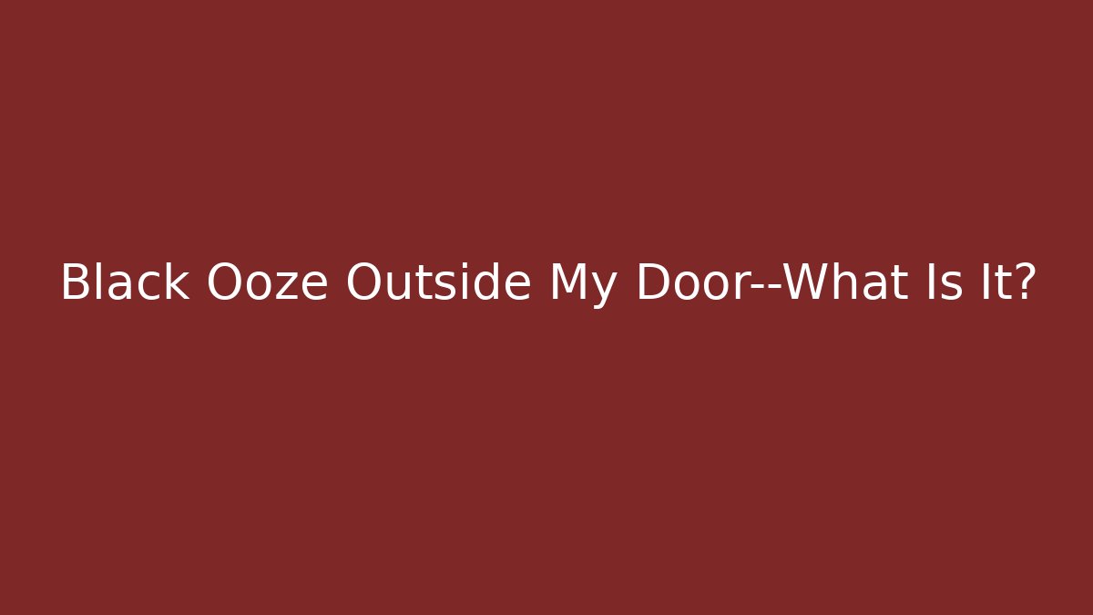 Black Ooze Outside My Door—What Is It? - Create More Assets