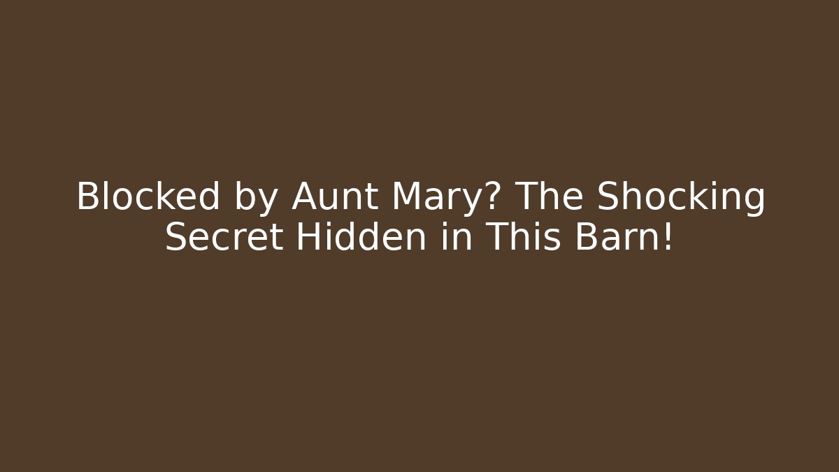 Blocked by Aunt Mary? The Shocking Secret Hidden in This Barn!