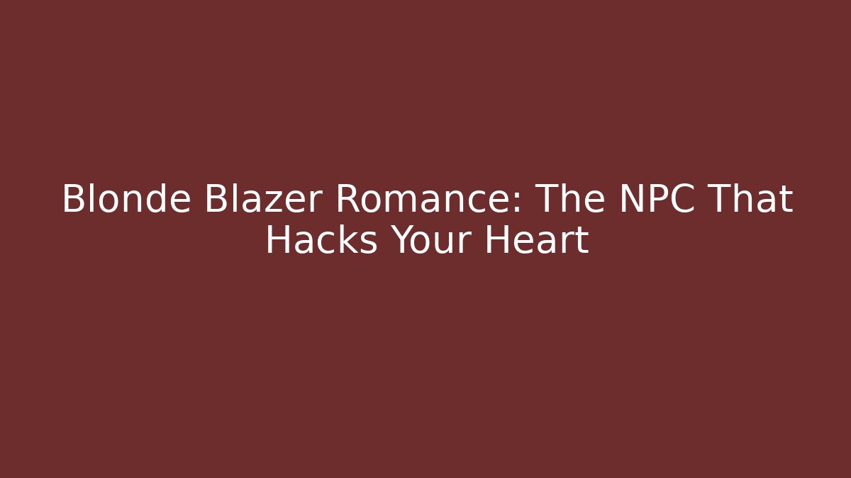 Blonde Blazer Romance: The NPC That Hacks Your Heart - Create More Assets
