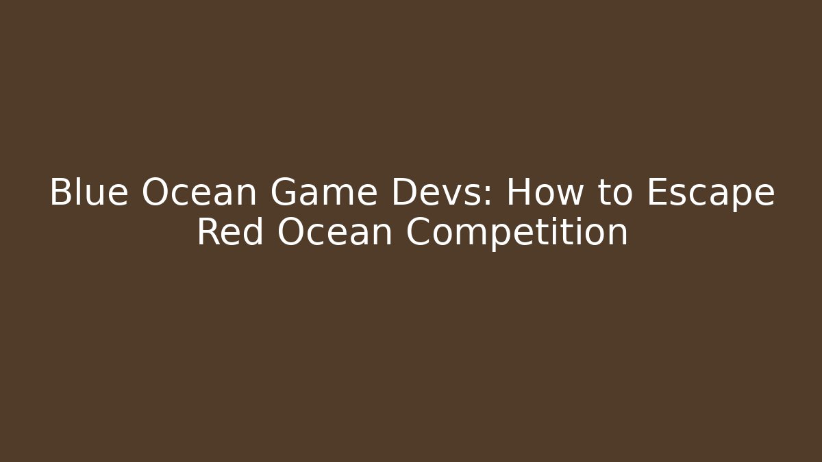 Blue Ocean Game Devs: How to Escape Red Ocean Competition - Create More Assets