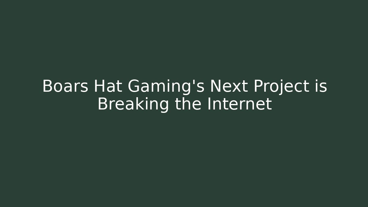 Boars Hat Gaming's Next Project is Breaking the Internet