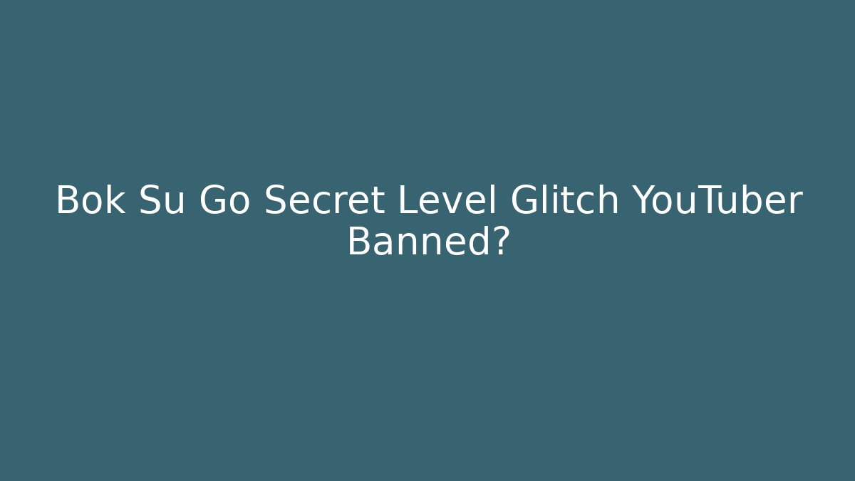 Bok Su Go Secret Level Glitch YouTuber Banned?