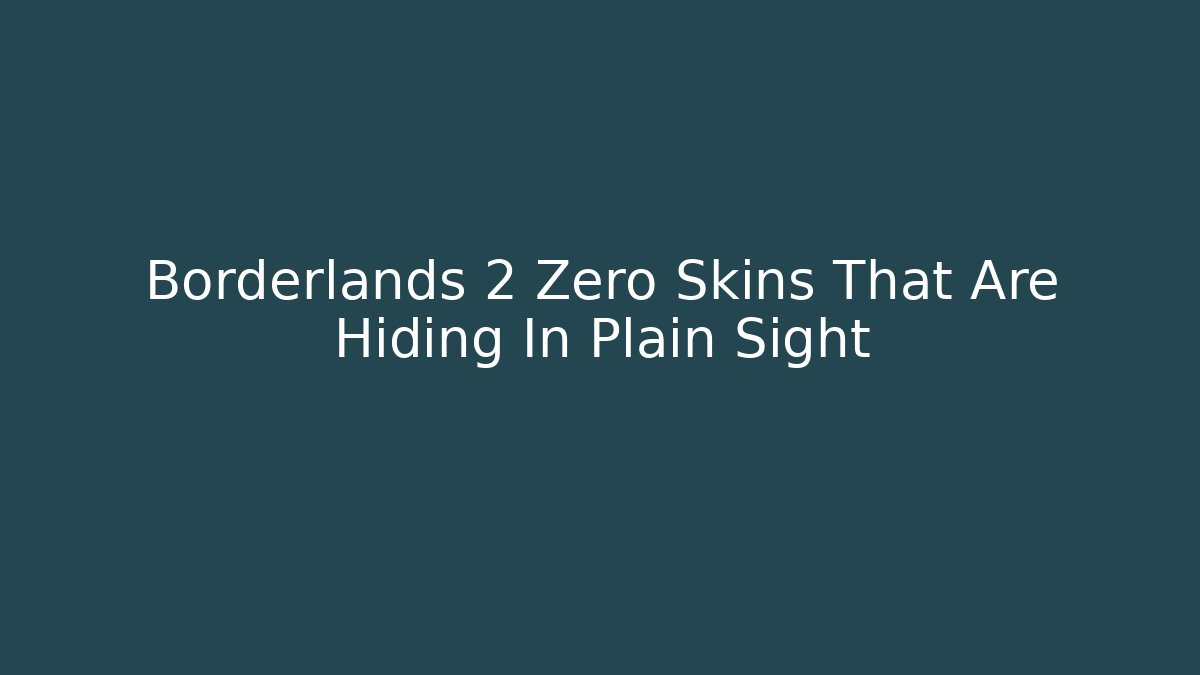 Borderlands 2 Zero Skins That Are Hiding In Plain Sight