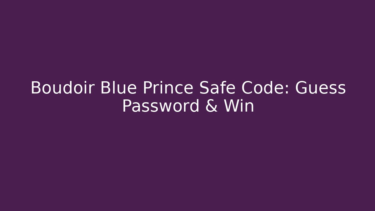 Boudoir Blue Prince Safe Code: Guess Password & Win