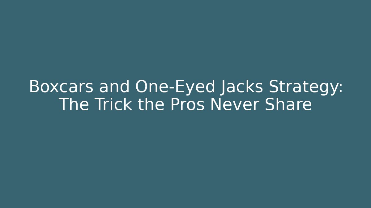 Boxcars and One-Eyed Jacks Strategy: The Trick the Pros Never Share