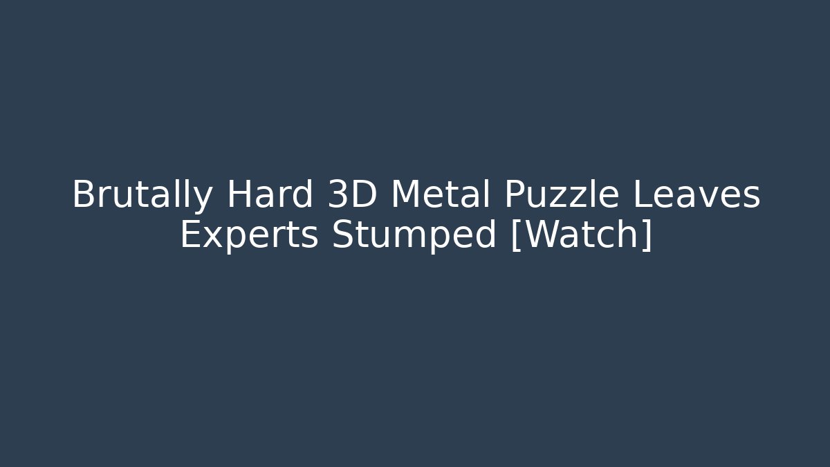 Brutally Hard 3D Metal Puzzle Leaves Experts Stumped [Watch]