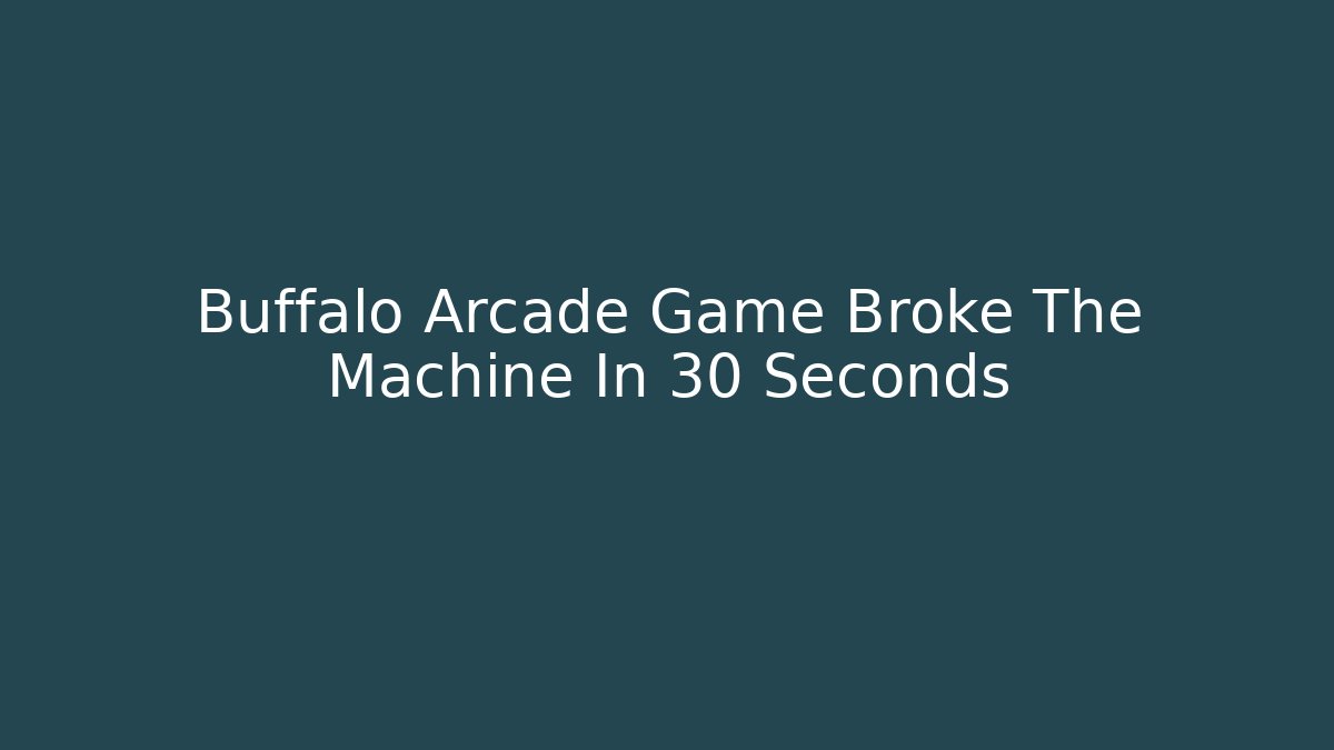 Buffalo Arcade Game Broke The Machine In 30 Seconds - Create More Assets