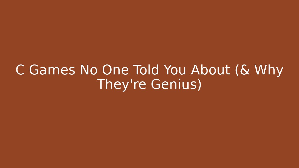 C Games No One Told You About (& Why They're Genius) - Create More Assets
