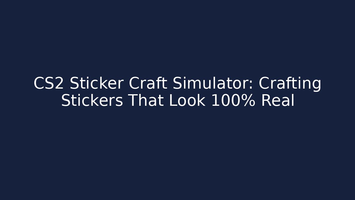 CS2 Sticker Craft Simulator: Crafting Stickers That Look 100% Real - Create More Assets