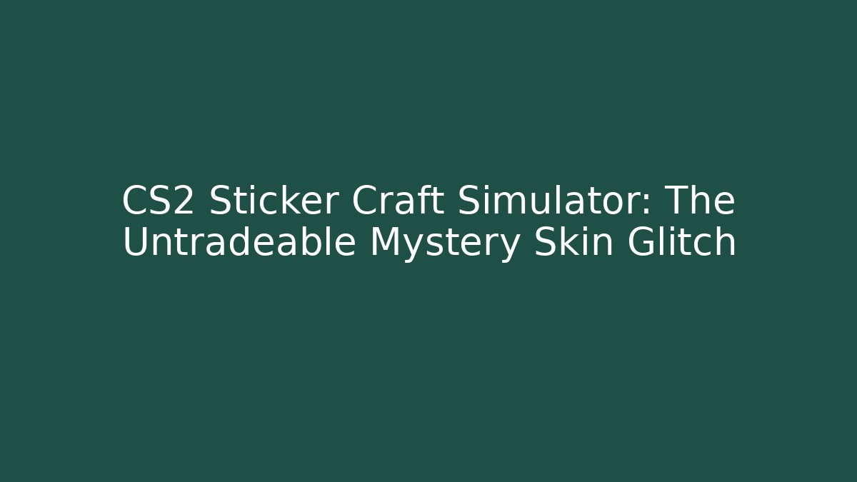 CS2 Sticker Craft Simulator: The Untradeable Mystery Skin Glitch