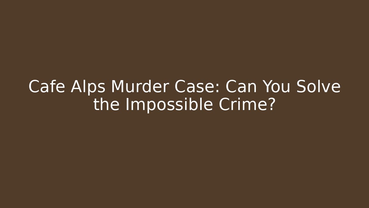 Cafe Alps Murder Case: Can You Solve the Impossible Crime? - Create More Assets