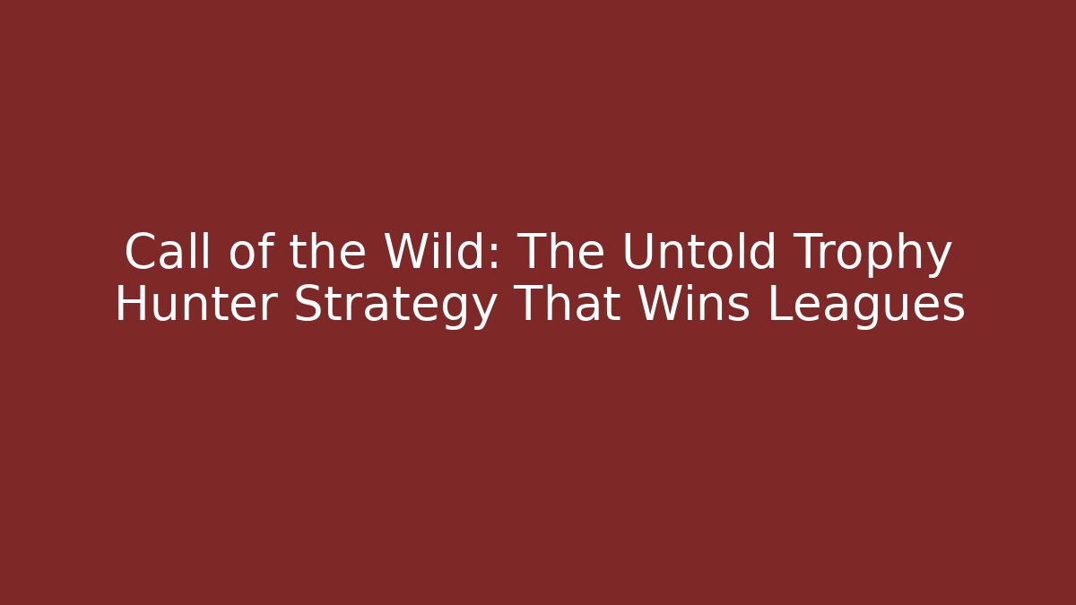 Call of the Wild: The Untold Trophy Hunter Strategy That Wins Leagues
