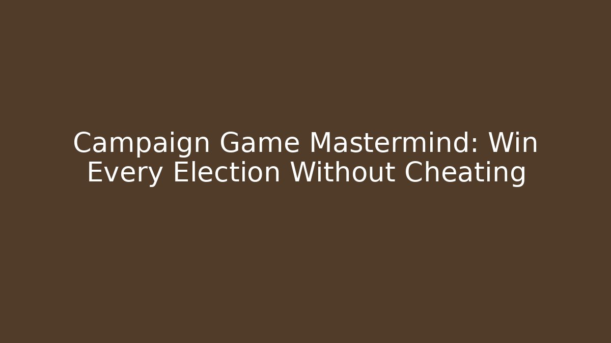 Campaign Game Mastermind: Win Every Election Without Cheating - Create More Assets