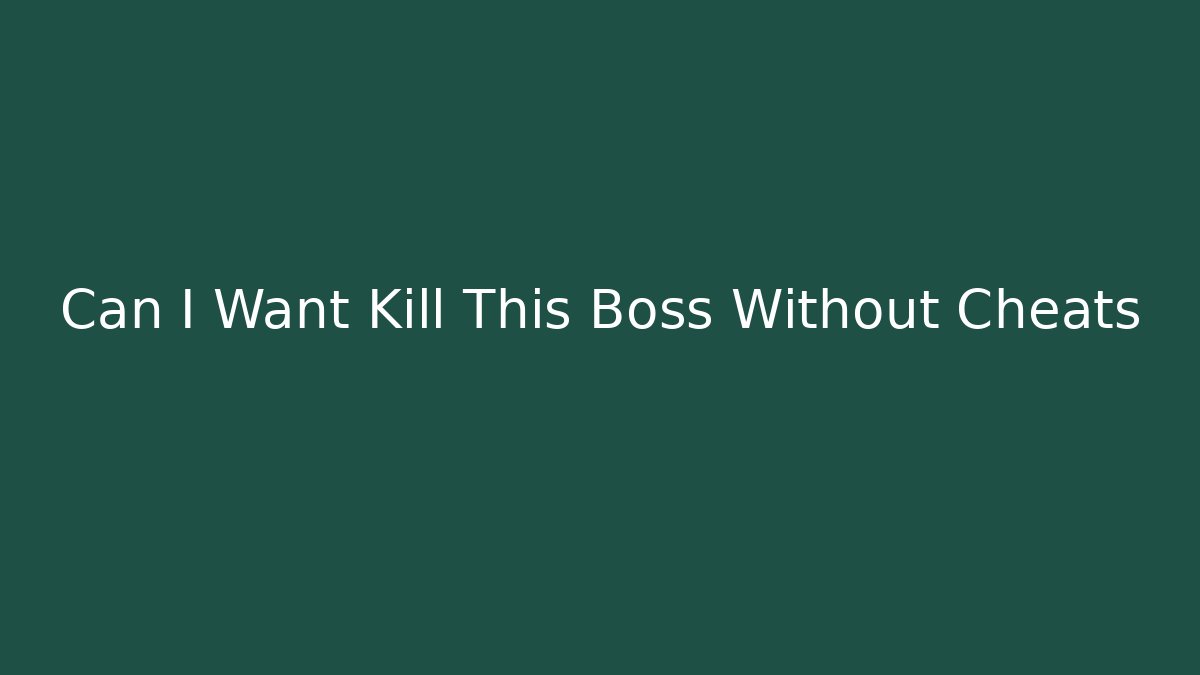 Can I Want Kill This Boss Without Cheats