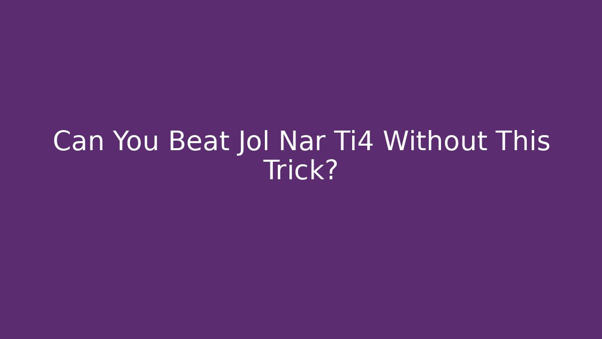 Can You Beat Jol Nar Ti4 Without This Trick?