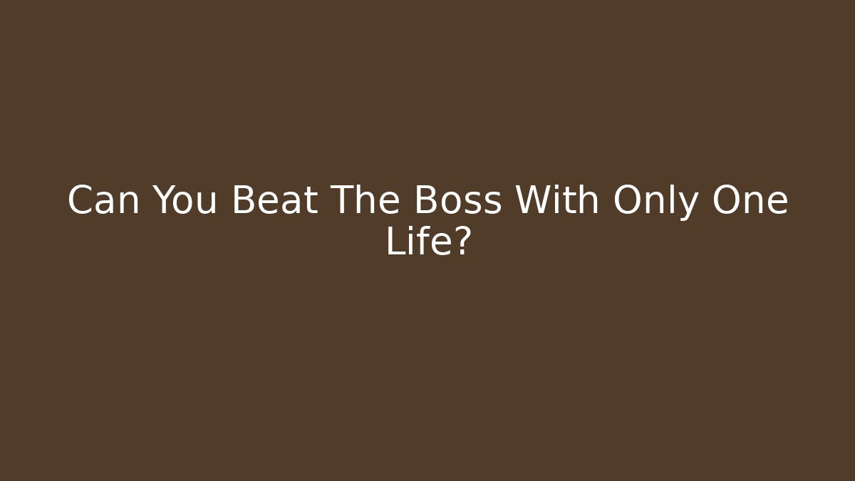 Can You Beat The Boss With Only One Life?