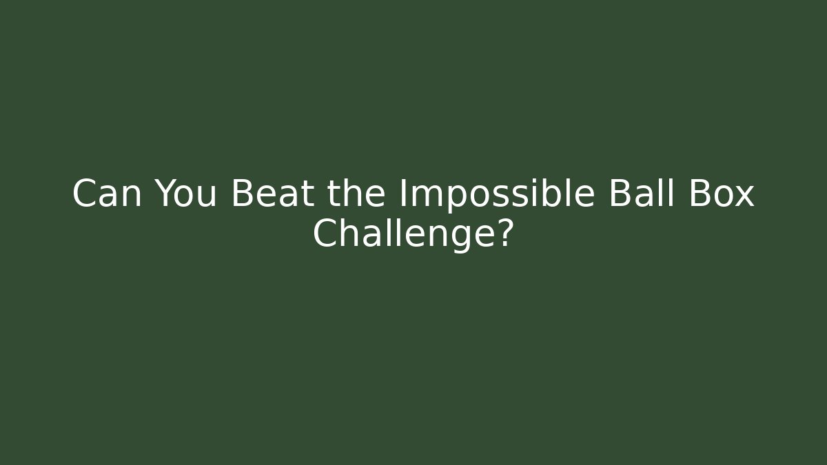Can You Beat the Impossible Ball Box Challenge?