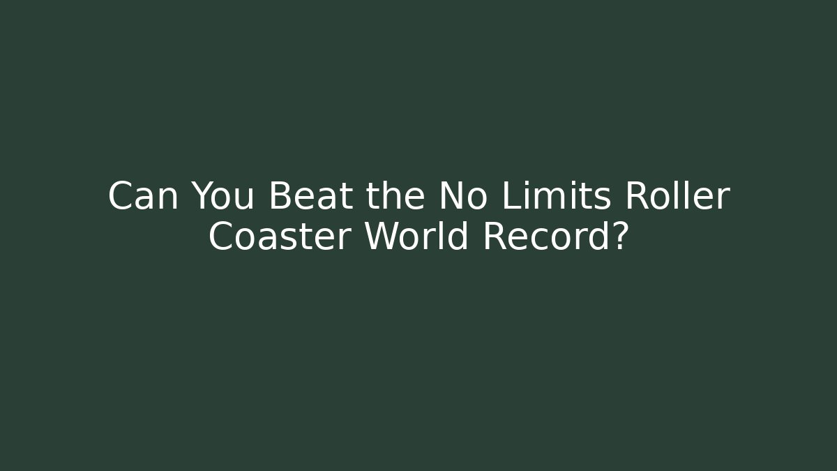 Can You Beat the No Limits Roller Coaster World Record?