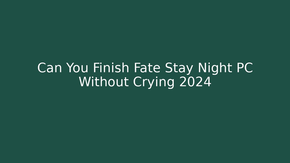 Can You Finish Fate Stay Night PC Without Crying 2024