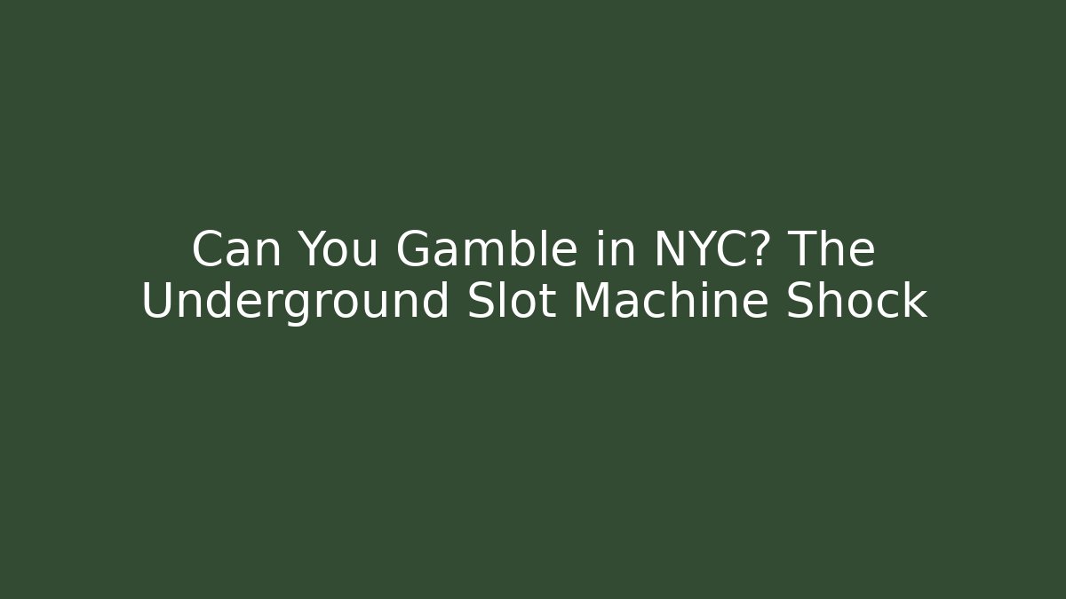 Can You Gamble in NYC? The Underground Slot Machine Shock