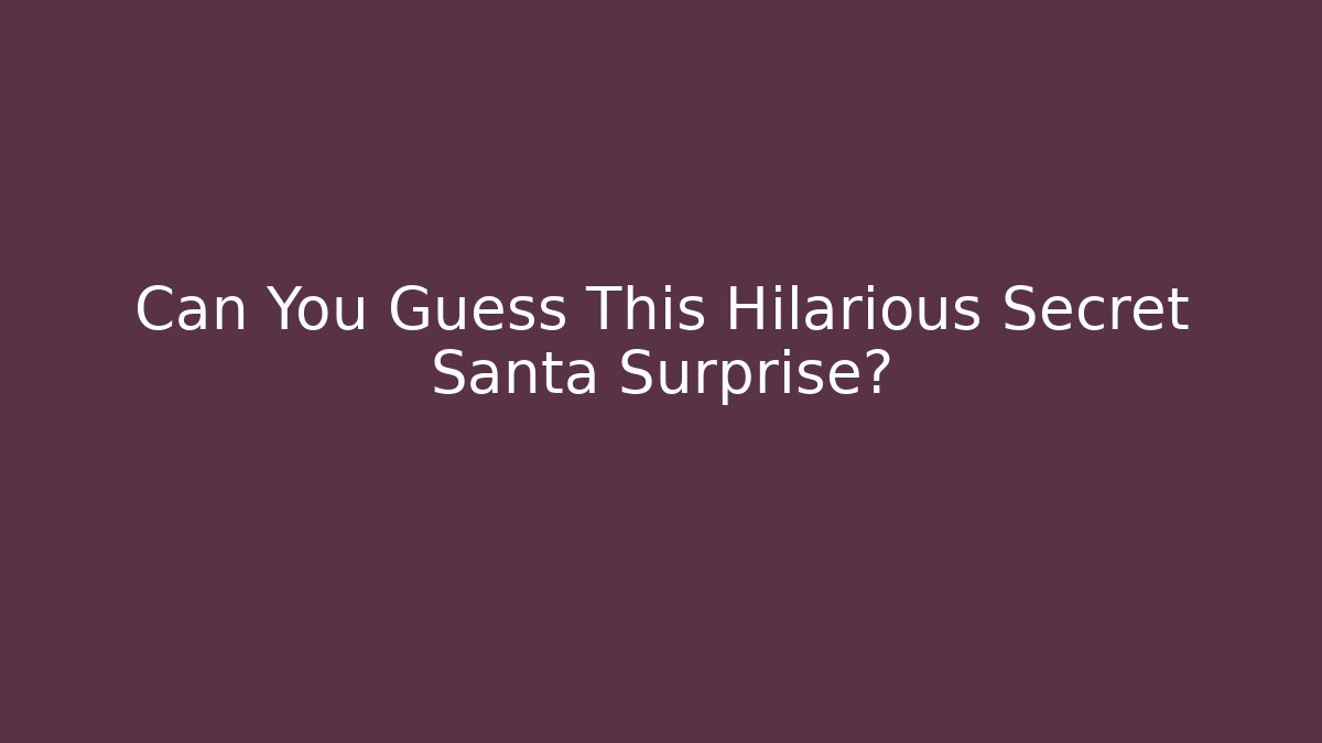 Can You Guess This Hilarious Secret Santa Surprise?