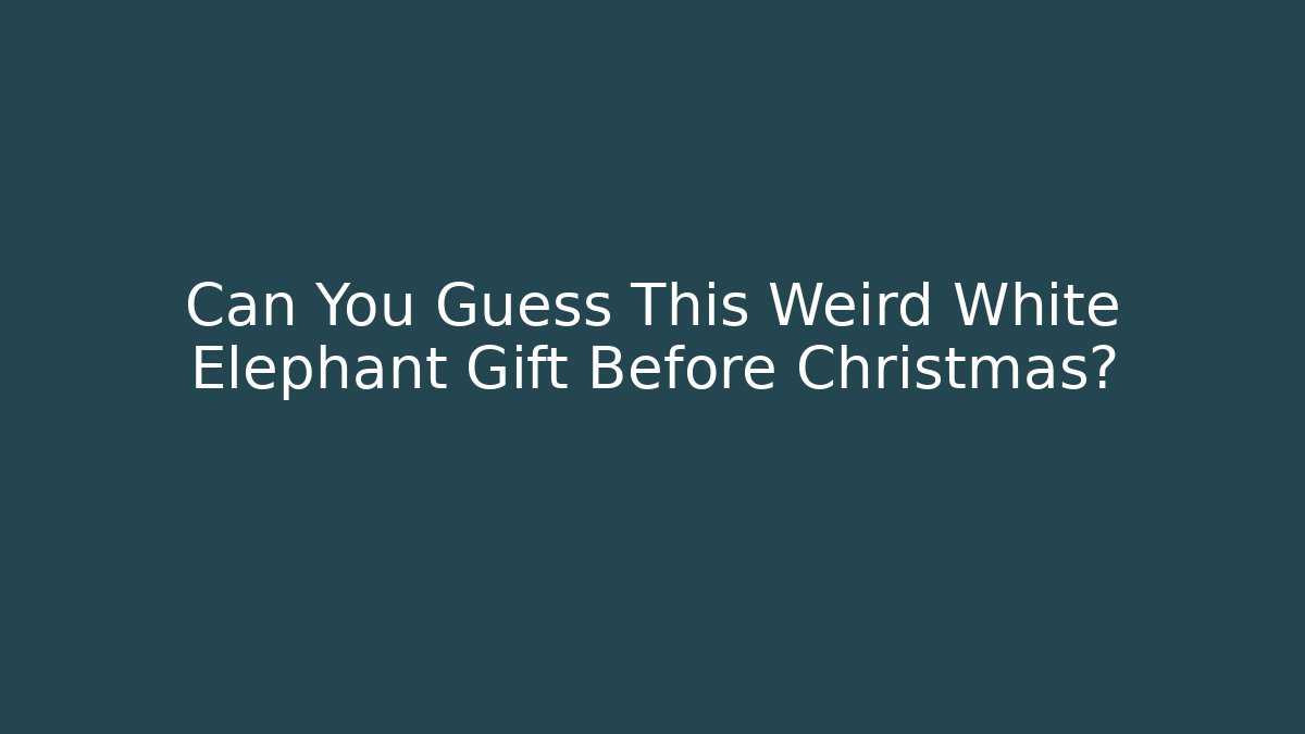 Can You Guess This Weird White Elephant Gift Before Christmas?