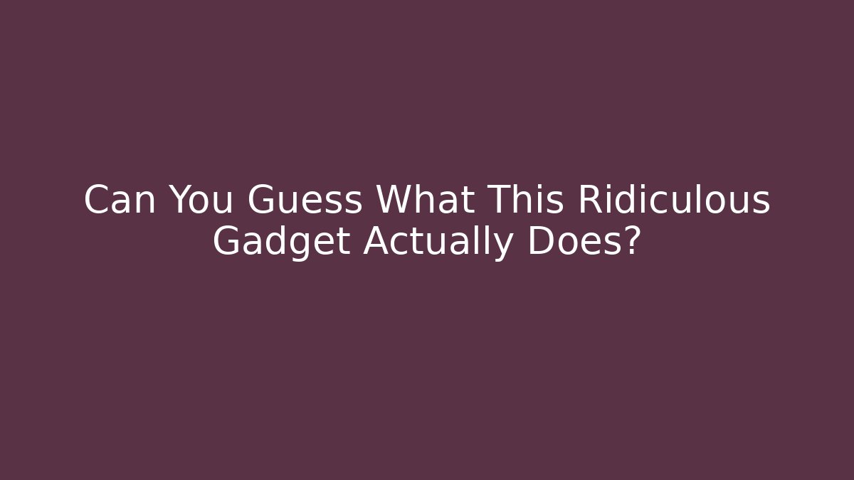 Can You Guess What This Ridiculous Gadget Actually Does?