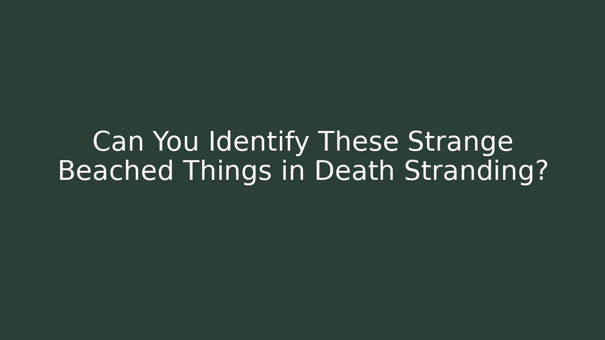 Can You Identify These Strange Beached Things in Death Stranding?