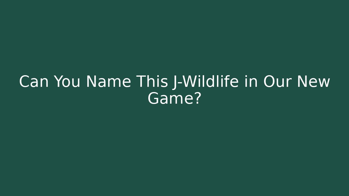 Can You Name This J-Wildlife in Our New Game?